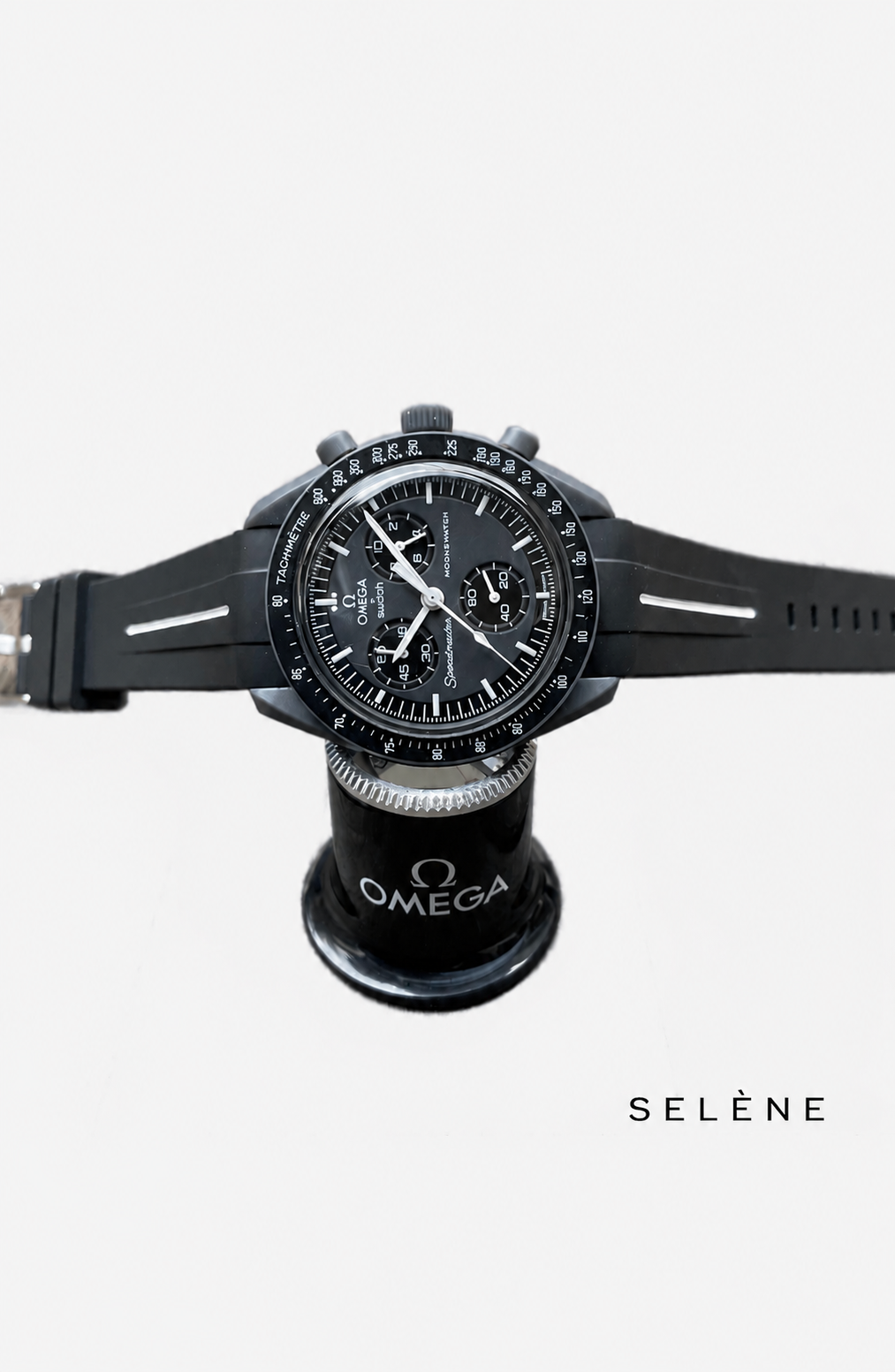 MoonSwatch strap - bracelet noir ligne blanche